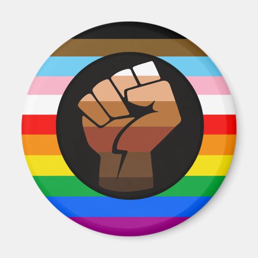 Aimant Drapeau de fierté POC de progrès LGBTQ+ (Devant)