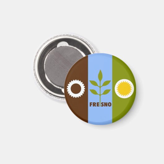 Aimant Drapeau de Fresno, Californie (Recto/Verso)