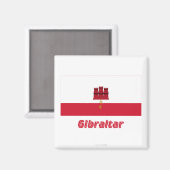 Aimant Drapeau de Gibraltar avec nom (Recto/Verso)