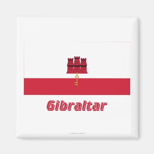 Aimant Drapeau de Gibraltar avec nom (Devant)