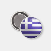 Aimant Drapeau de Grèce Cercle Brillant (Recto/Verso)