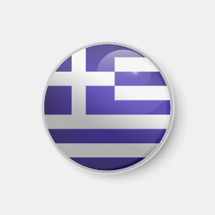 Aimant Drapeau de Grèce Cercle Brillant