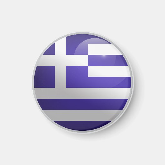 Aimant Drapeau de Grèce Cercle Brillant (Devant)