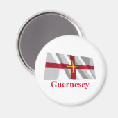 Aimant Drapeau de Guernesey avec nom en Guerensiais (Recto/Verso)