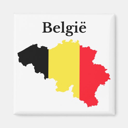 Aimant Drapeau de la carte de Belgique (néerlandais) (Devant)