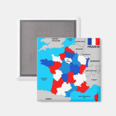 Aimant drapeau de la carte politique du pays de france (Recto/Verso)