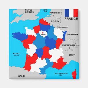 Aimant drapeau de la carte politique du pays de france