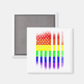 Aimant drapeau de la fierté américaine arc-en-ciel (Recto/Verso)