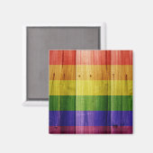 Aimant Drapeau de la fierté arc-en-ciel en bois (Recto/Verso)