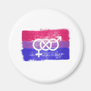 Aimant Drapeau de la fierté du symbole bisexuel peint