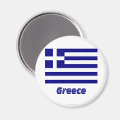 Aimant Drapeau de la Grèce avec nom (Recto/Verso)