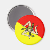 Aimant Drapeau de la région de Sicile Italie sicilia comt (Recto/Verso)