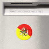 Aimant Drapeau de la région de Sicile Italie sicilia comt (In Situ (Lave-vaisselle))