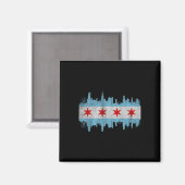 Aimant Drapeau de la skyline de la ville de Chicago - Chi (Recto/Verso)