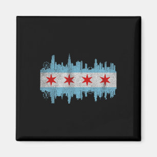 Aimant Drapeau de la skyline de la ville de Chicago - Vil