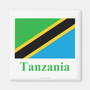 Aimant Drapeau de la Tanzanie avec le nom