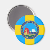 Aimant Drapeau de la ville de Wilmington, Delaware (Recto/Verso)