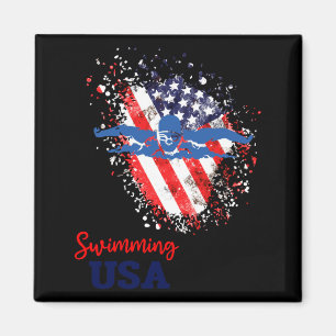 Aimant Drapeau de l'équipe de soutien de natation Nageur