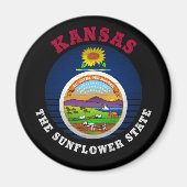 AIMANT DRAPEAU DE L'ÉTAT DE KANSAS SUNLOWER (Devant)