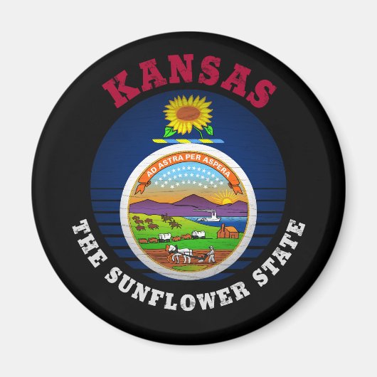 AIMANT DRAPEAU DE L'ÉTAT DE KANSAS SUNLOWER (Devant)