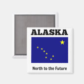 Aimant drapeau de l'état de l'Alaska, étiqueté avec la de (Recto/Verso)