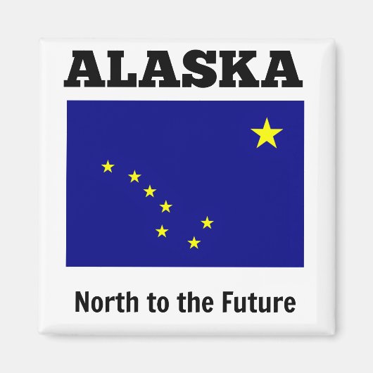 Aimant drapeau de l'état de l'Alaska, étiqueté avec la de (Devant)