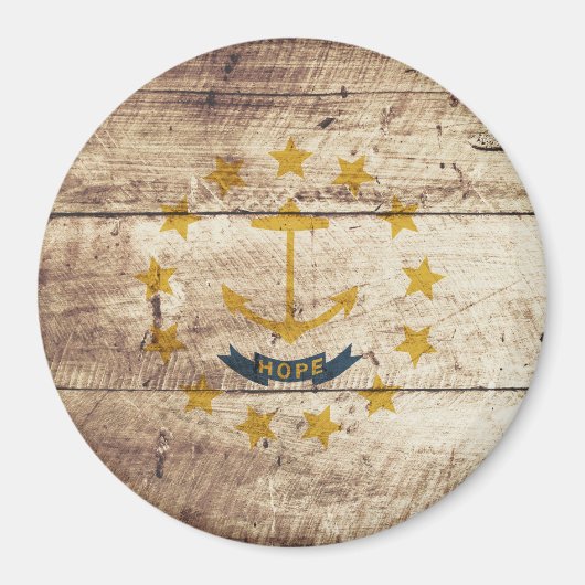Aimant Drapeau de l'État de Rhode Island sur le vieux gra (Devant)