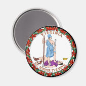 Aimant drapeau de l'état de Virginie sceau de l'amérique  (Recto/Verso)