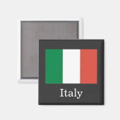 Aimant Drapeau de l'Italie, texte blanc, (Recto/Verso)