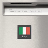 Aimant Drapeau de l'Italie, texte blanc, (In Situ (Lave-vaisselle))