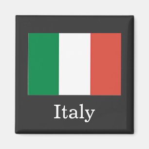 Aimant Drapeau de l'Italie, texte blanc,