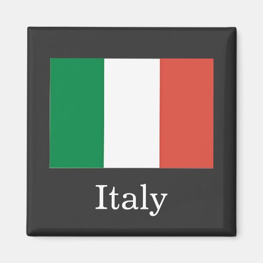 Aimant Drapeau de l'Italie, texte blanc, (Devant)