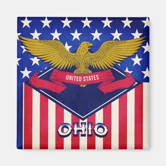 Aimant Drapeau de l'Ohio USA (Devant)
