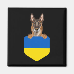 Aimant Drapeau de l'Ukraine Chien Malinois Belge Dans la