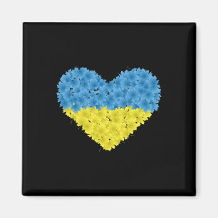 Aimant Drapeau de l'Ukraine Cœur Abstrait Hommes Femmes E