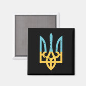 Aimant Drapeau de l'Ukraine Trident de poche femmes blaso (Recto/Verso)