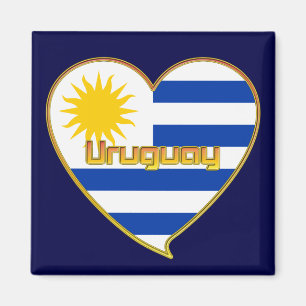 Aimant Drapeau de l'URUGUAY élégant coeur et le Soleil 