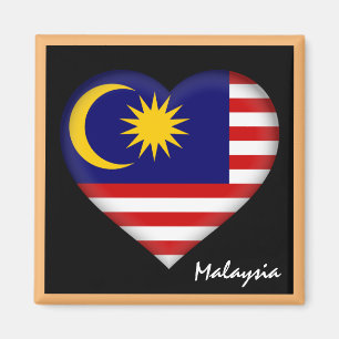 Aimant Drapeau de Malaisie & Malay Coeur vacances /sports