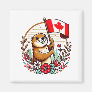 Aimant Drapeau de marmotte canadienne Funny Summer Canada