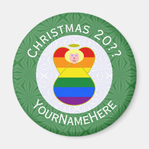 Aimant Drapeau de Noël ange blond Gay Pride personnalisé