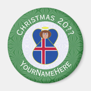 Aimant Drapeau de Noël ange islandais personnalisé