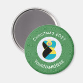 Aimant Drapeau de Noël Blonde Bahaméen Personnalisé (Recto/Verso)