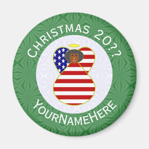 Aimant Drapeau de Noël d'ange afro-américain USA Personne