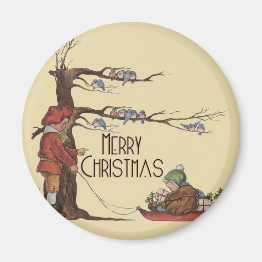 Aimant Drapeau de Noël Vintage (Devant)