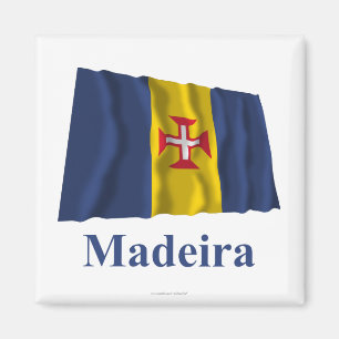 Aimant Drapeau de ondulation de la Madère avec le nom