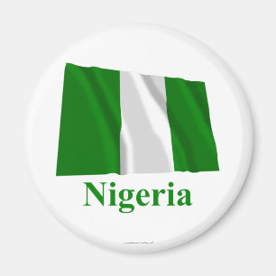 Aimant Drapeau de ondulation du Nigéria avec le nom