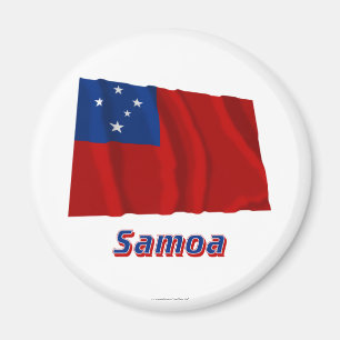 Aimant Drapeau de ondulation du Samoa avec le nom