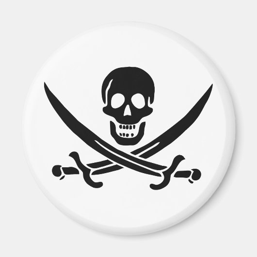 Aimant Drapeau de pirate Crâne croisé épées (Devant)