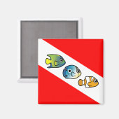 Aimant Drapeau de plongée mignon Scubadorable (Recto/Verso)