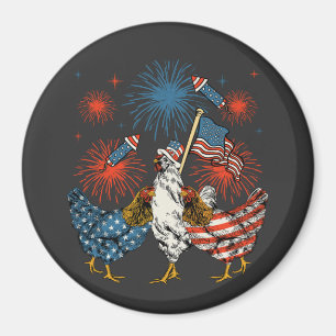 Aimant Drapeau de poulet USA Patriotique 4 juillet Cercle